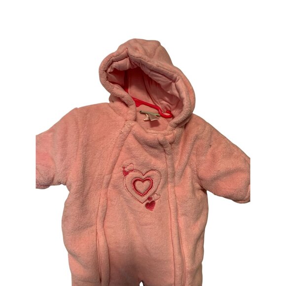 Peanut & Ollie Girls Infant baby Size 3 6 months Pink Hooded Bunting Coat Winter - Picture 2 of 4